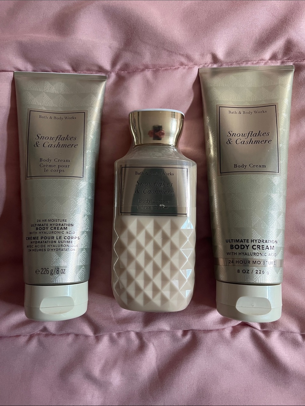 Bath & Body Works Snowflakes & Cashmere Body Cream & Lotion Set - Cream, Pink